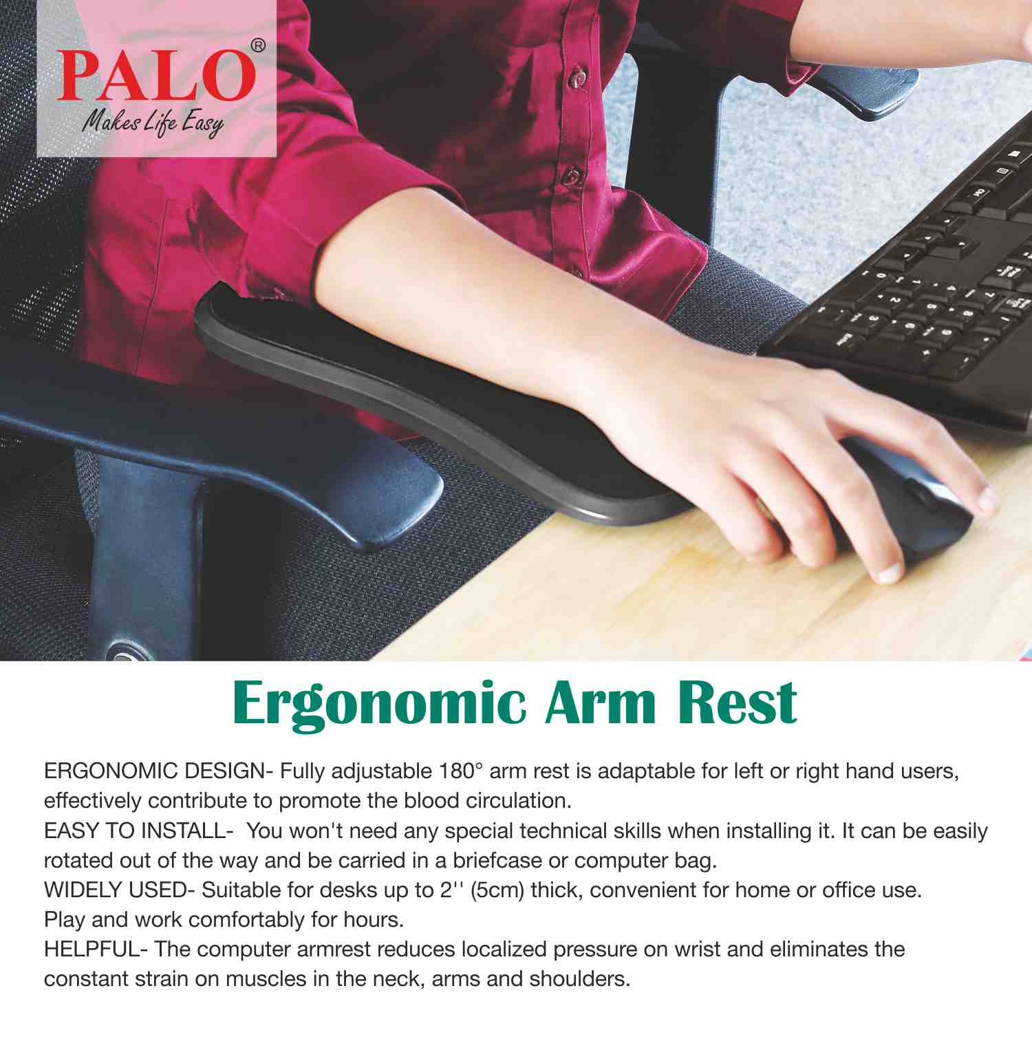 Transform Your Workspace Comfort with the PALO030 Ergonomic Armrest