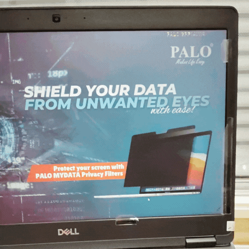 GIF showing PALO Gold Privacy Filter in action, offering premium screen protection and sleek design