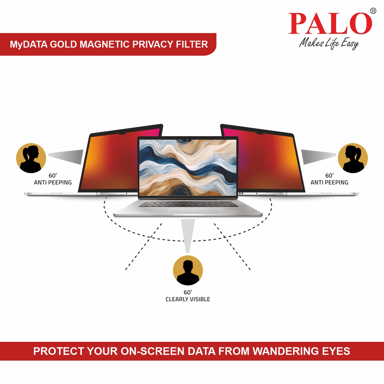 PALO MyDATA GMAPF133 Magnetic Gold Privacy Filter for Apple  M1 Macbook Air / Pro 13 inch