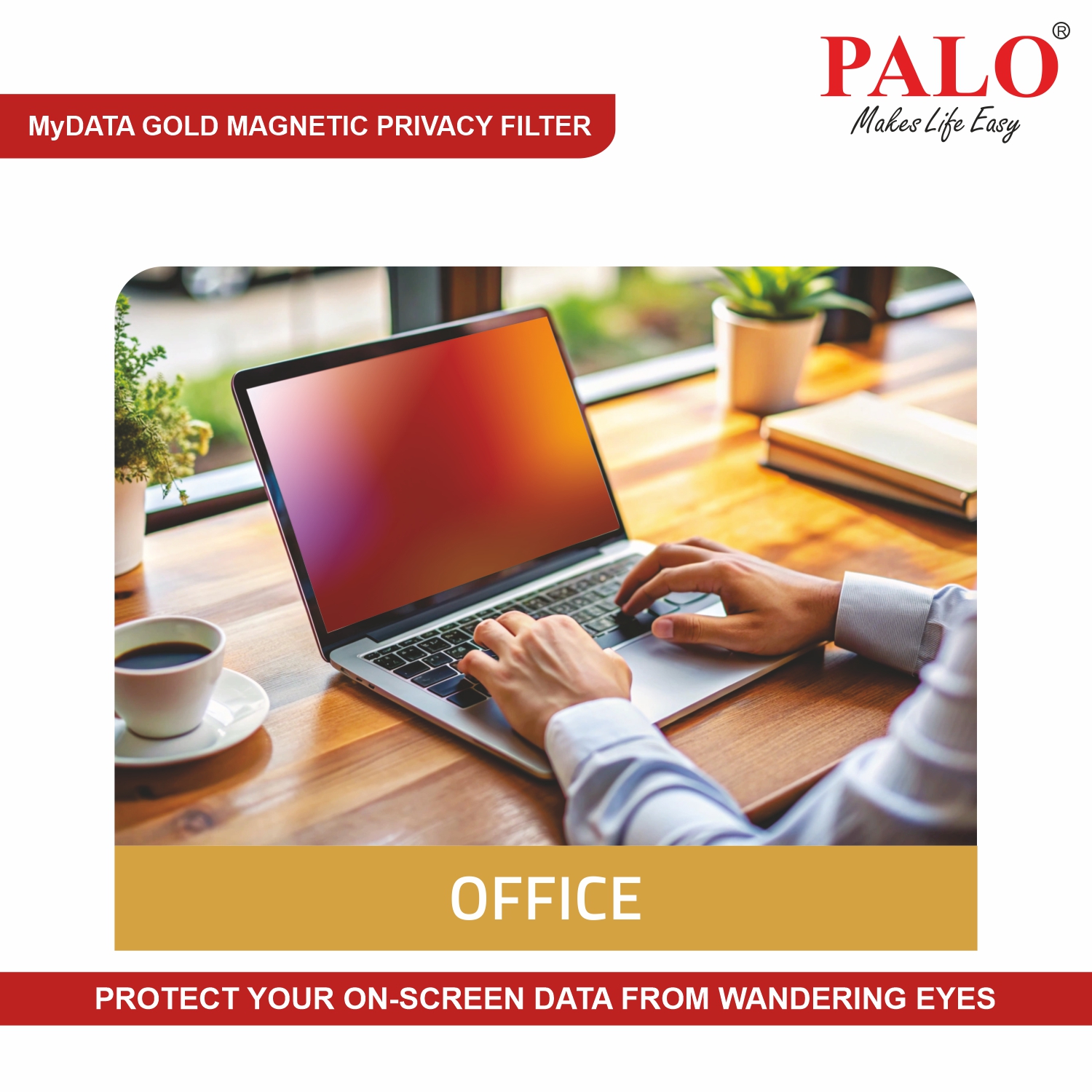 PALO MyDATA GMAPF133 Magnetic Gold Privacy Filter for Apple  M1 Macbook Air / Pro 13 inch