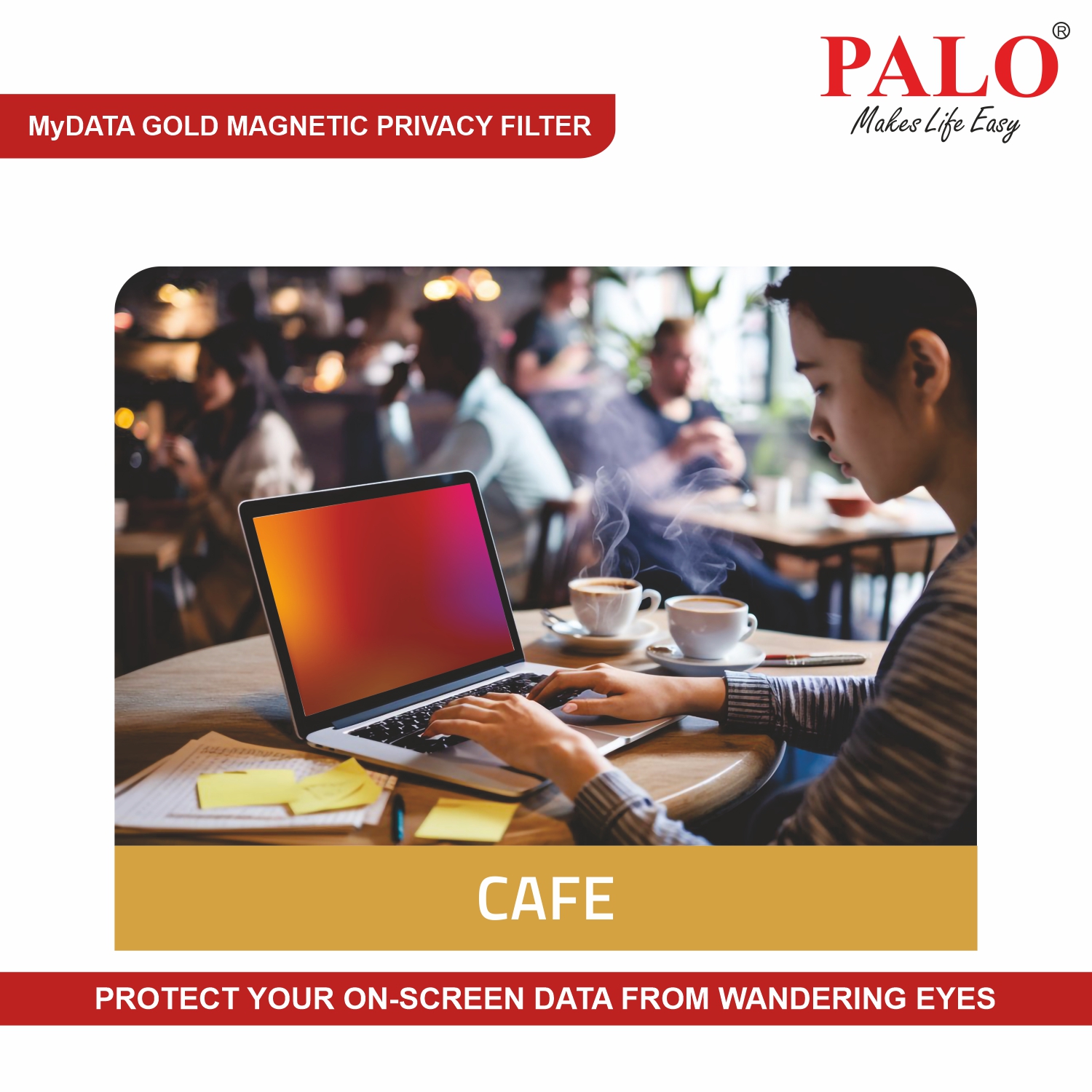 PALO MyDATA GMAPF133 Magnetic Gold Privacy Filter for Apple  M1 Macbook Air / Pro 13 inch
