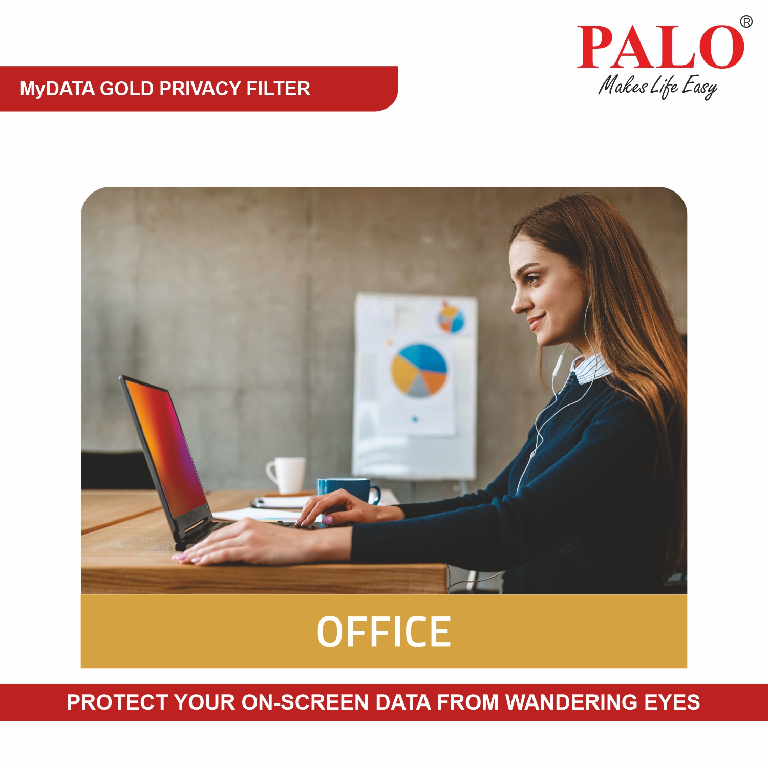 PALO MyDATA GPF14.0W9 Widescreen Gold Privacy Filter for Laptop (16:9)
