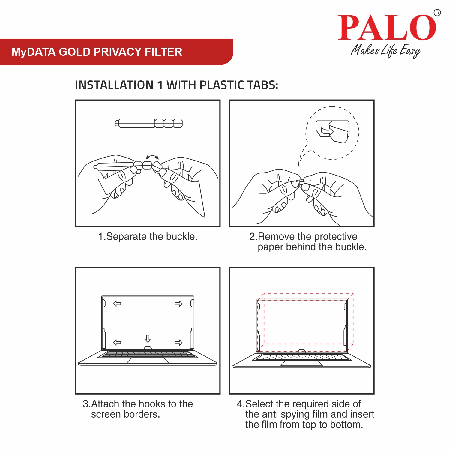 PALO MyDATA GPF14.0W9 Widescreen Gold Privacy Filter for Laptop (16:9)