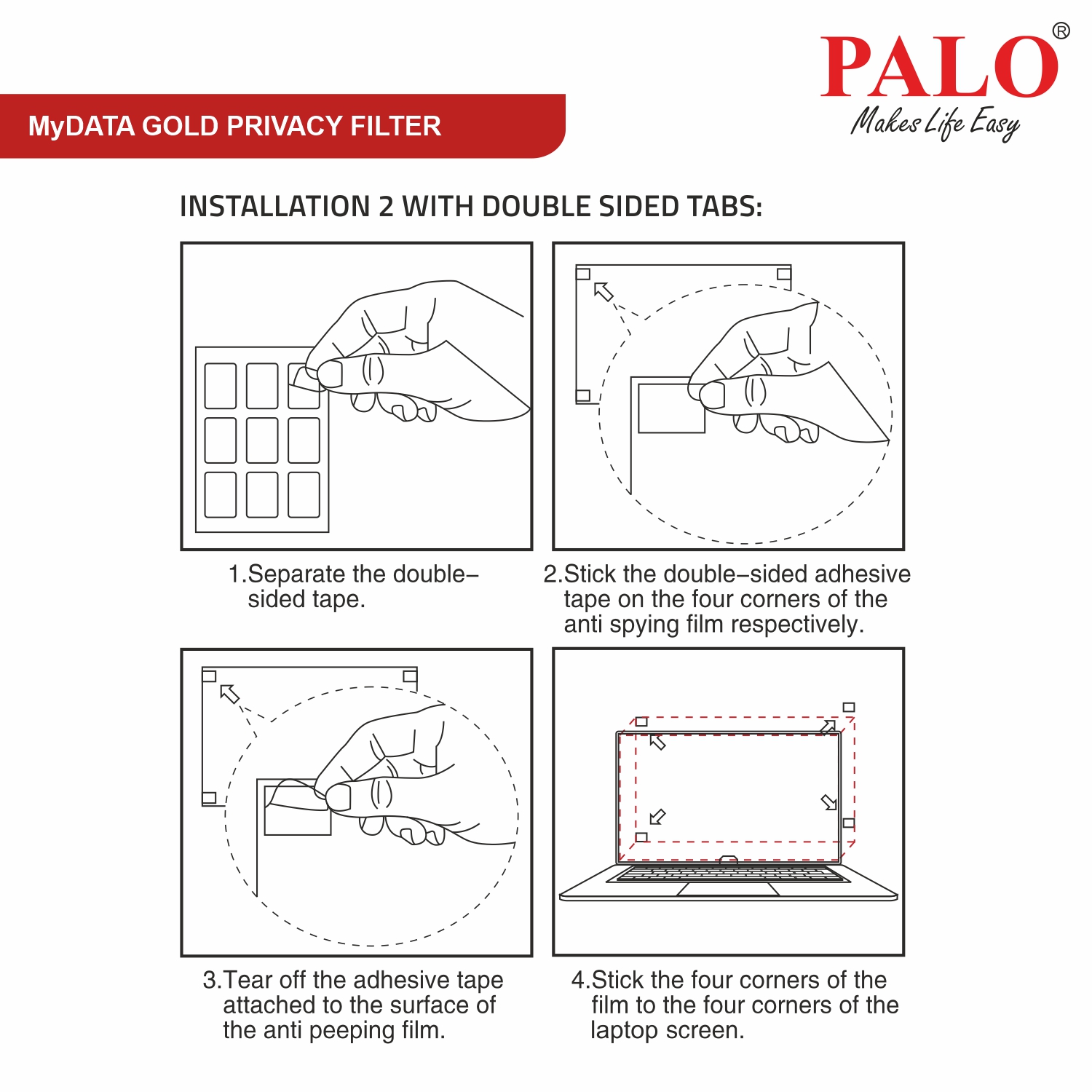 PALO MyDATA GPF14.0W9 Widescreen Gold Privacy Filter for Laptop (16:9)