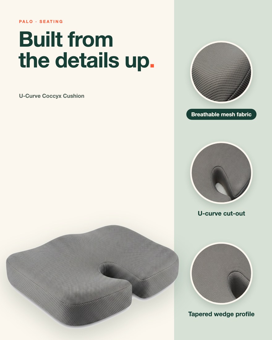 PALO Orthopedic Memory Foam U-Curve Coccyx Cushion