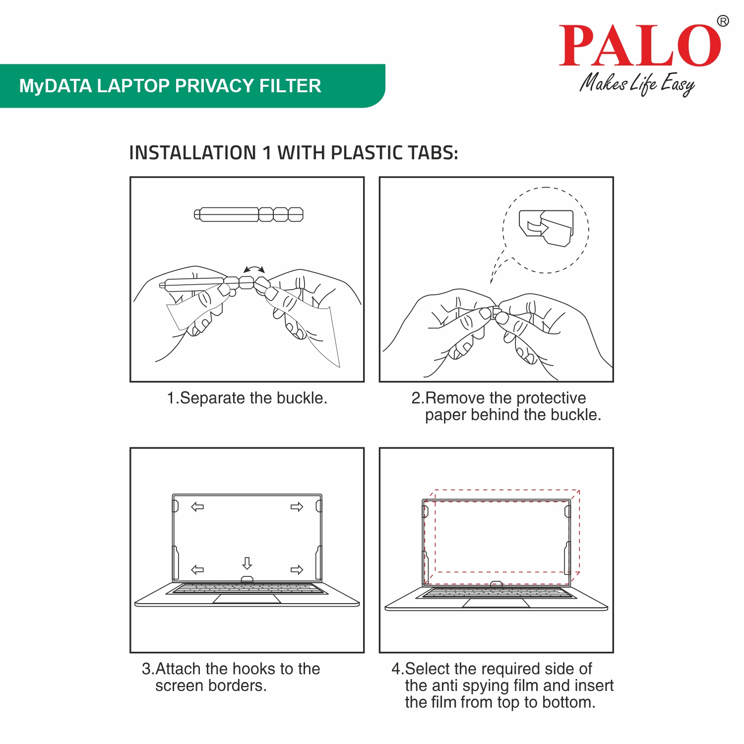 PALO MyDATA PF14.0W9 Widescreen Privacy Filter for Laptop (16:9)