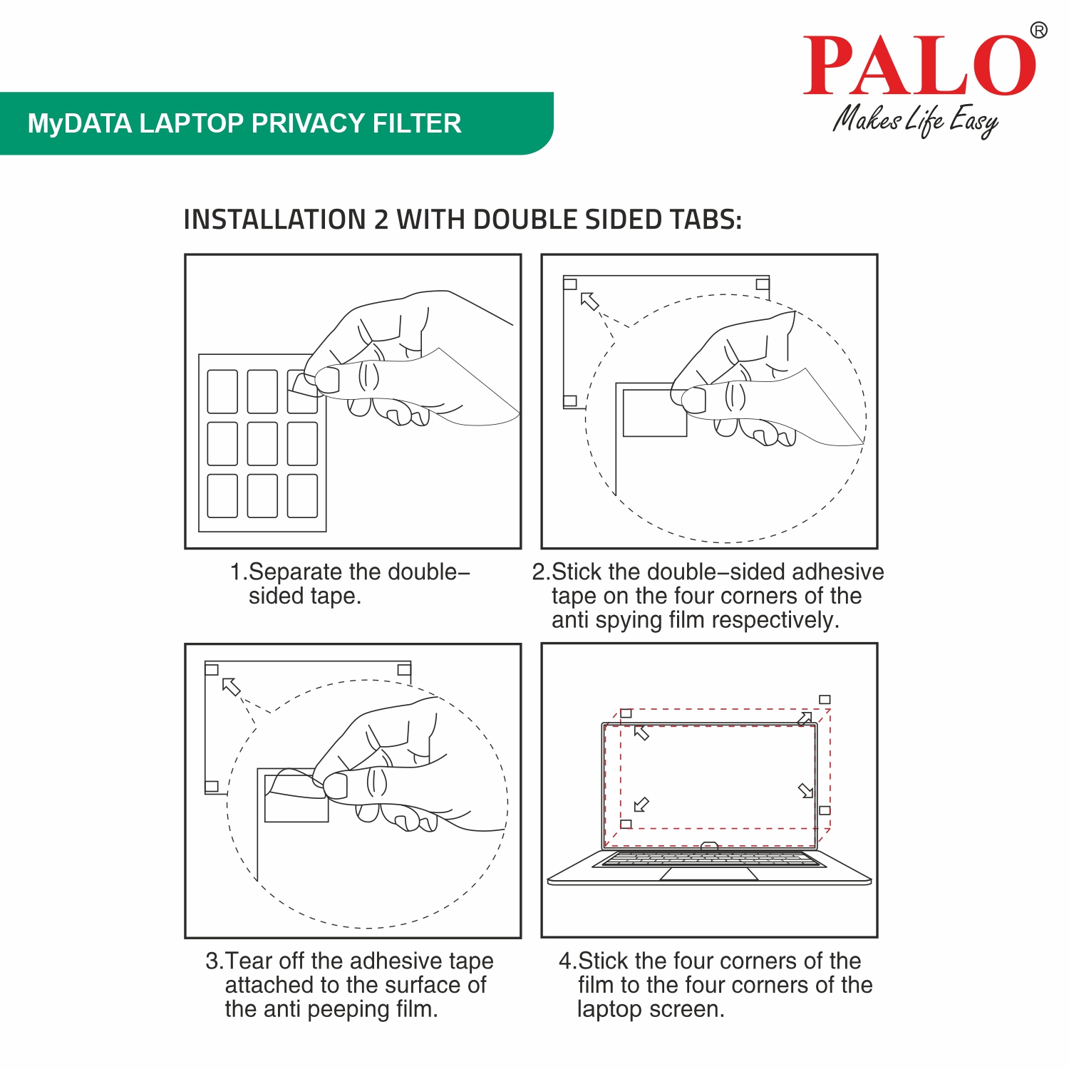 PALO MyDATA PF14.0W9 Widescreen Privacy Filter for Laptop (16:9)